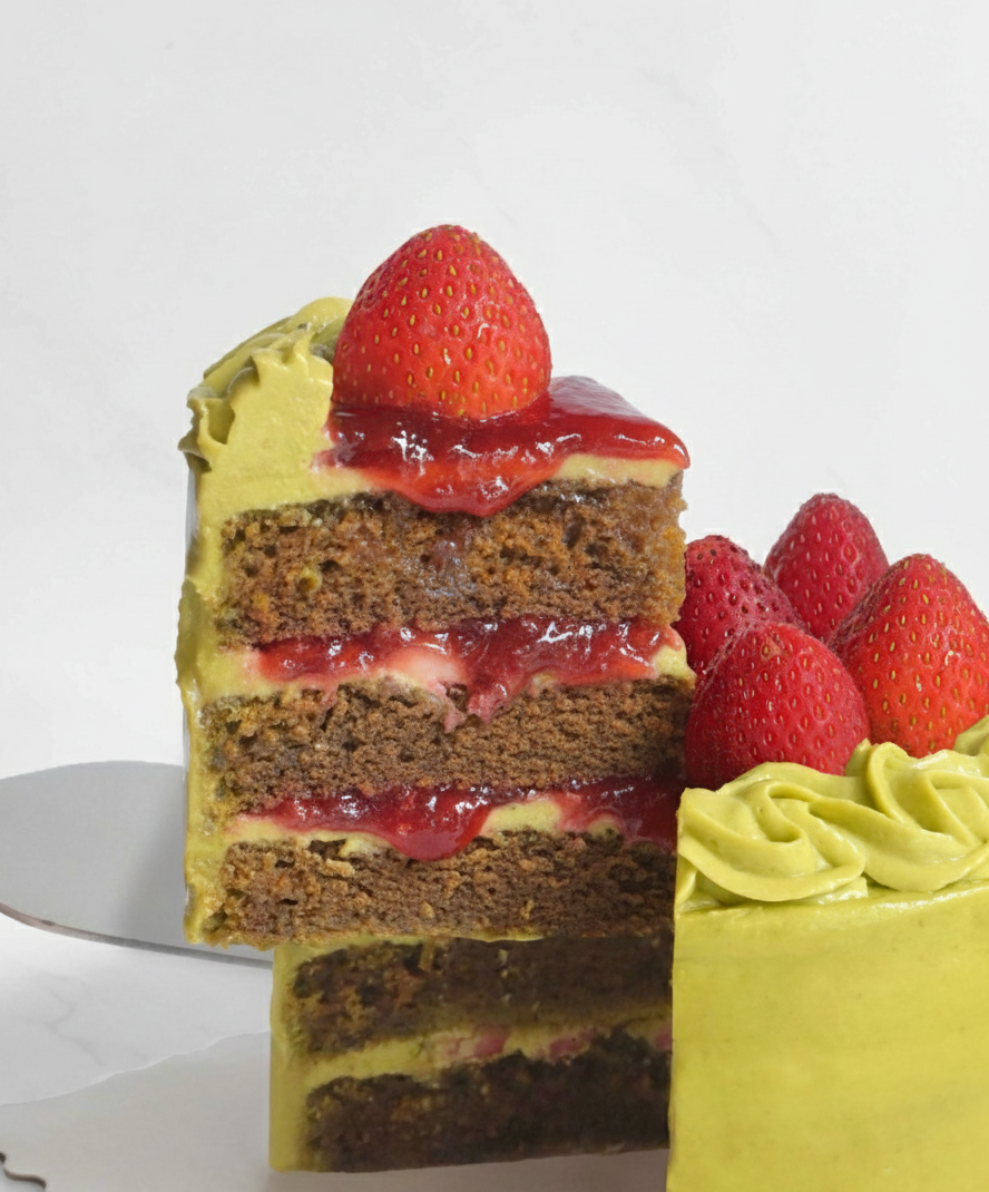 Strawberry matcha cake